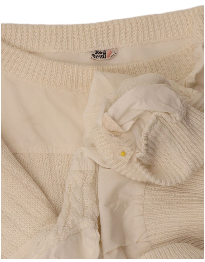 Vintage Mens Boat Neck Jumper Sweater IT 48 Medium Off White Cotton