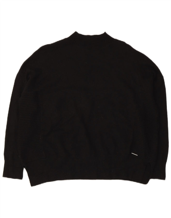 Superdry Womens Oversized Turtle Neck Jumper Sweater UK 10 Small Black