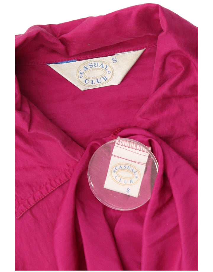 Vintage Womens Oversized Shirt Blouse UK 10 Small Pink Silk