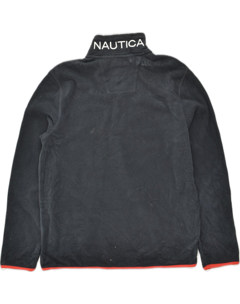 NAUTICA Mens Zip Neck Fleece Jumper Medium Navy Blue Polyester | Vintage Nautica | Thrift | Second-Hand Nautica | Used Clothing | Messina Hembry 