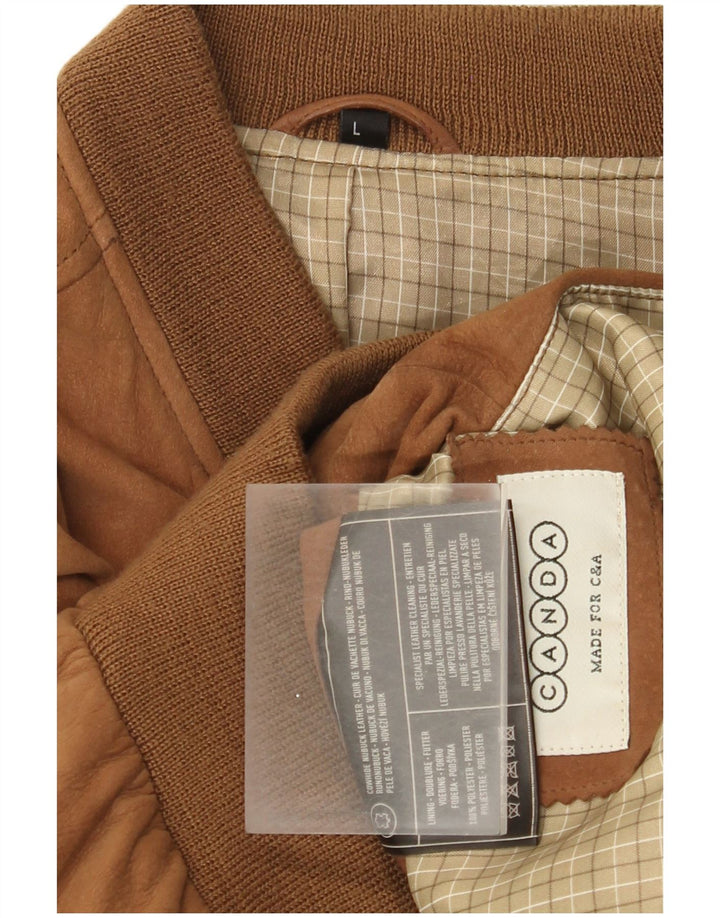 Canda Mens Suede Bomber Jacket UK 40 Large Brown Leather