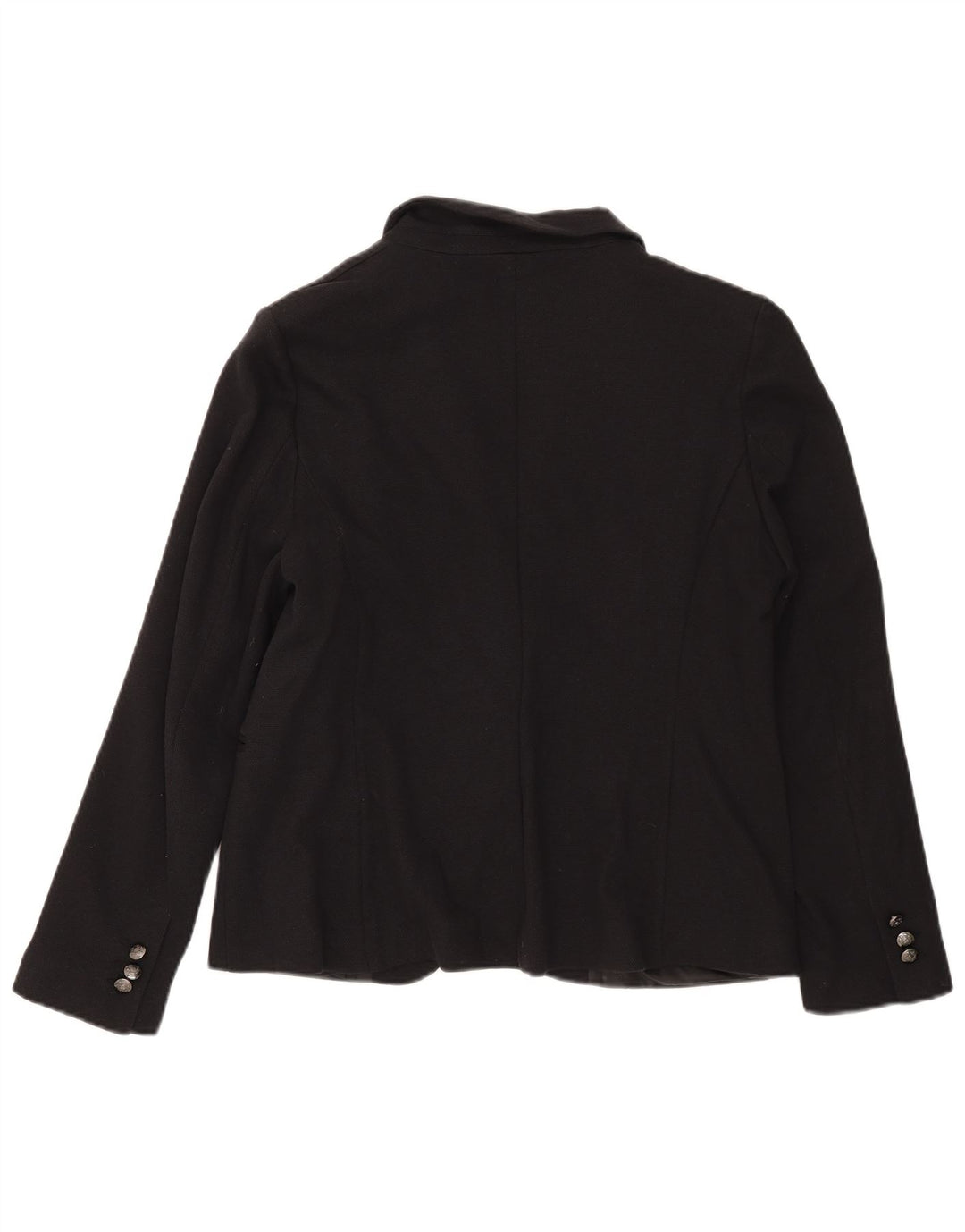 Marks & Spencer Womens 1 Button Blazer Jacket UK 16 Large Black Cotton