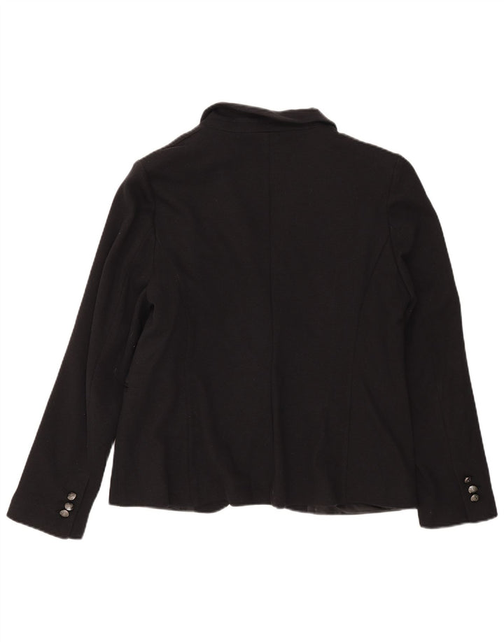 Marks & Spencer Womens 1 Button Blazer Jacket UK 16 Large Black Cotton