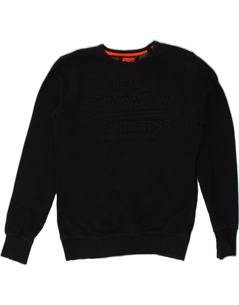 SUPERDRY Mens Graphic Sweatshirt Jumper Small Black Cotton | Vintage Superdry | Thrift | Second-Hand Superdry | Used Clothing | Messina Hembry 