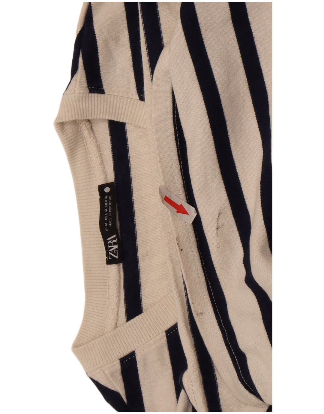 Zara Womens Top Long Sleeve UK 12 Medium White Striped