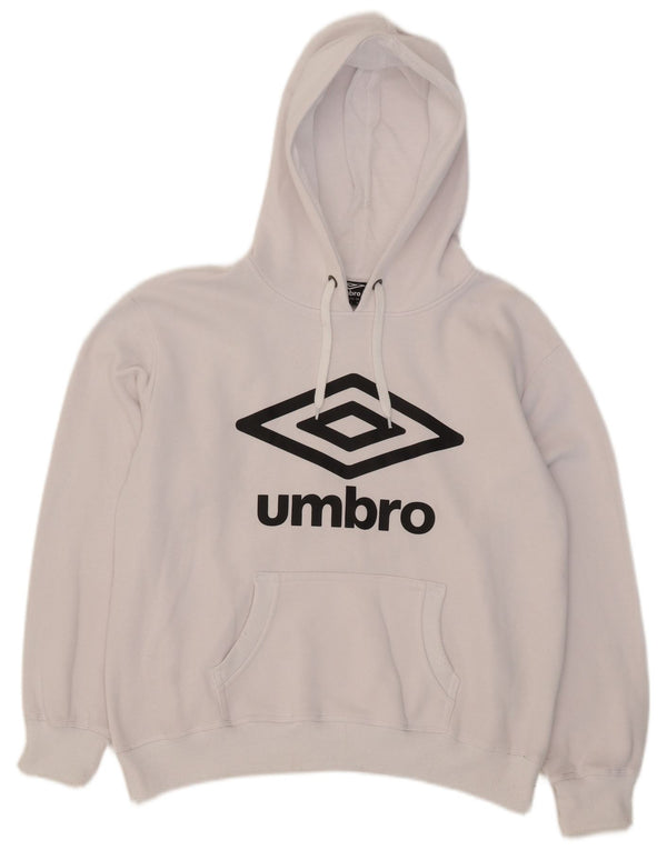 Umbro Mens Graphic Hoodie Jumper Medium White Cotton