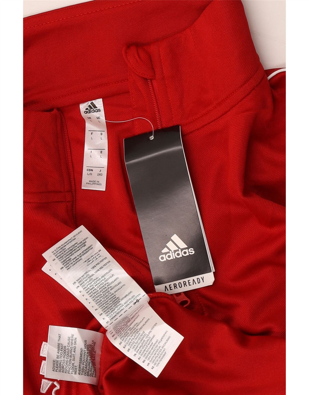 Adidas Mens Aeroready Zip Neck Pullover Tracksuit Top Large Red Polyester