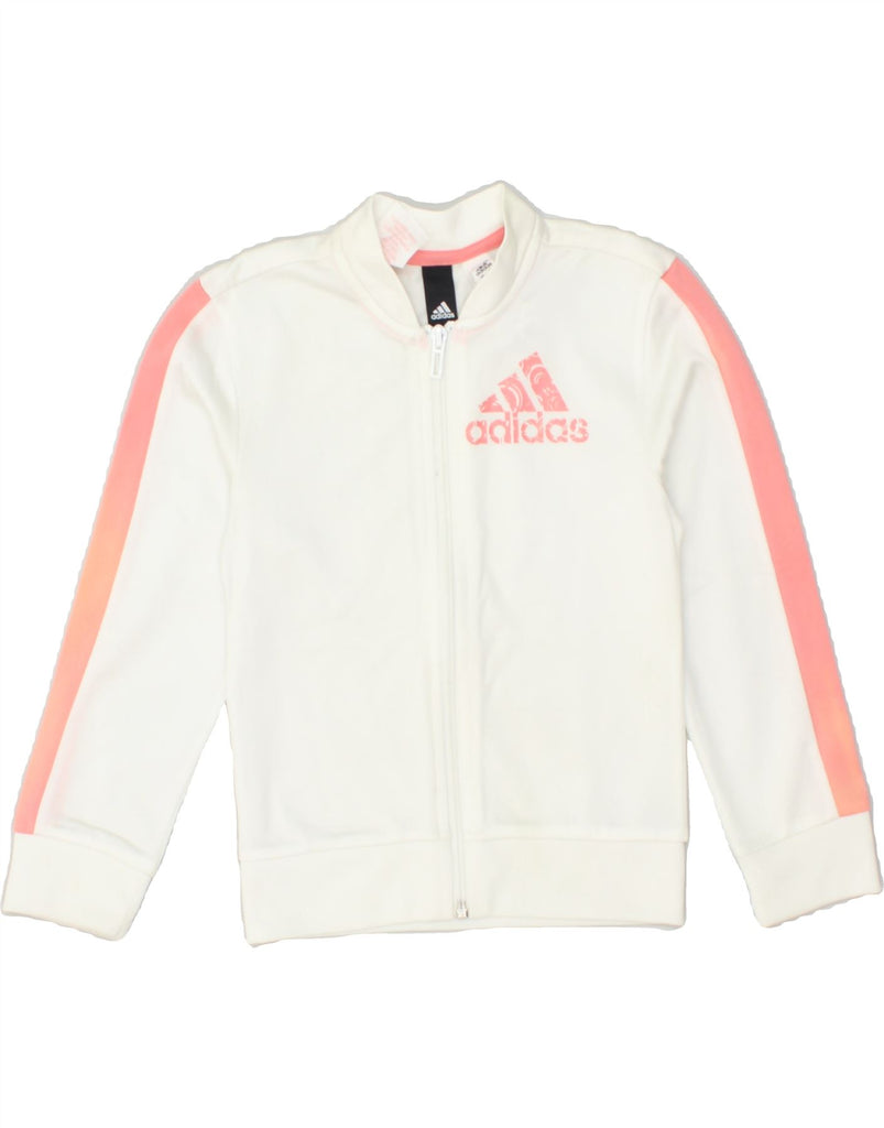 ADIDAS Girls Tracksuit Top Jacket 5-6 Years White Polyester | Vintage Adidas | Thrift | Second-Hand Adidas | Used Clothing | Messina Hembry 