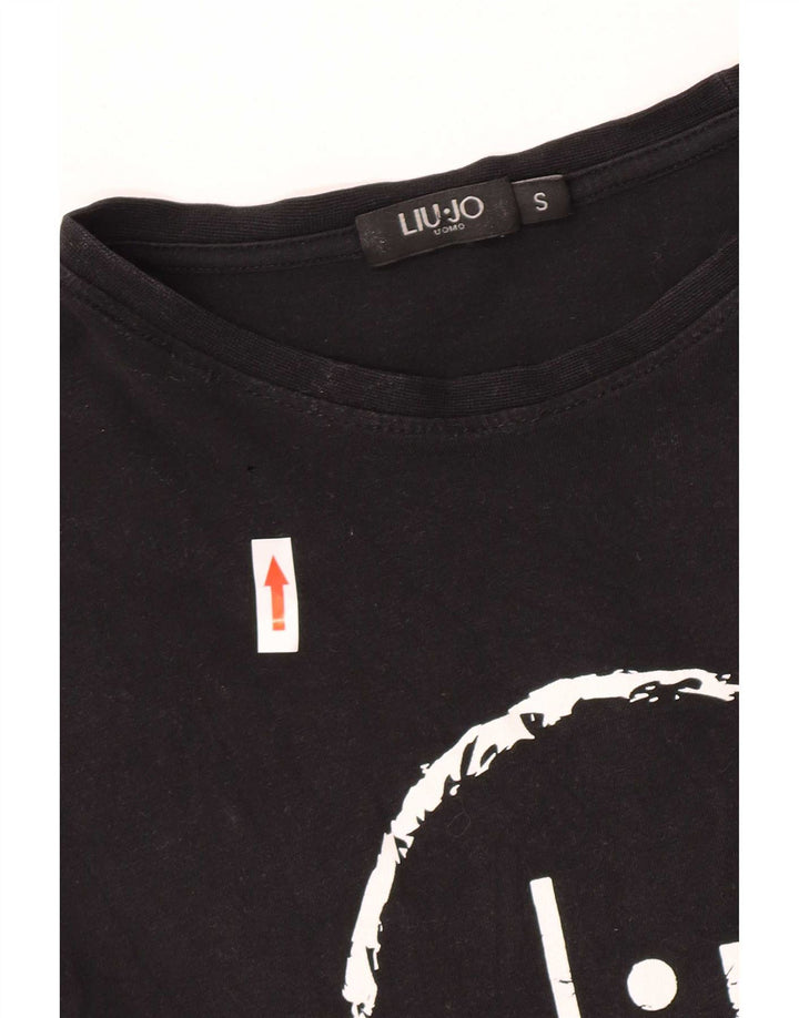 Liu Jo Mens Graphic T-Shirt Top Small Black Cotton
