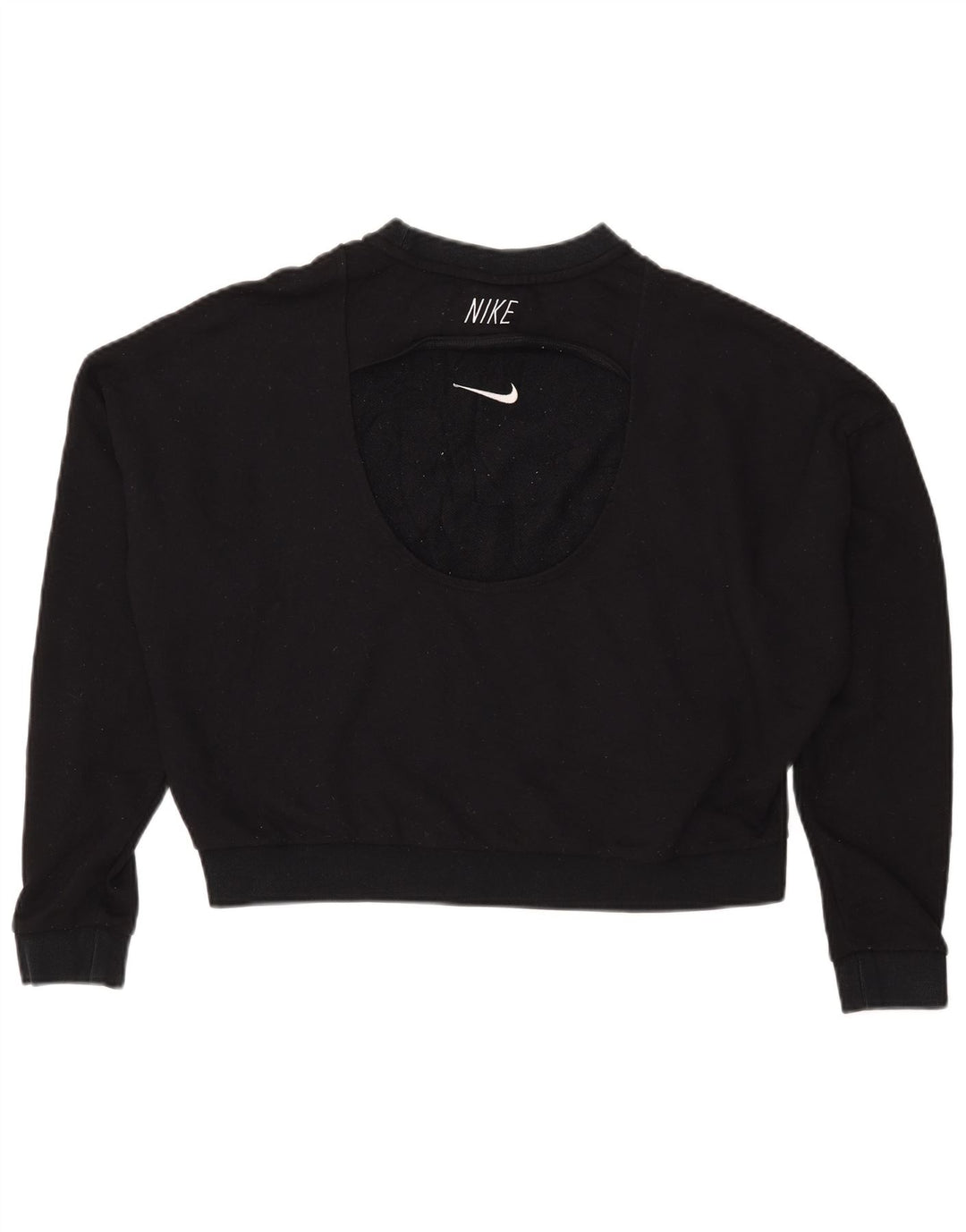 Nike Womens Crop Oversized Sweatshirt Jumper UK 18 XL Black Polyester