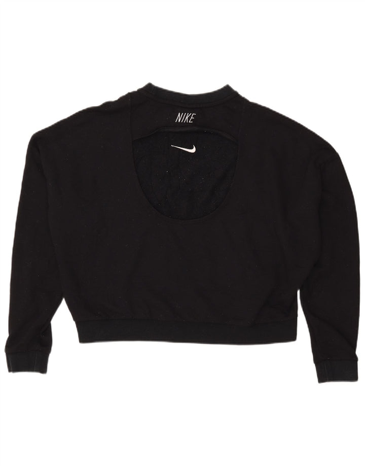 Nike Womens Crop Oversized Sweatshirt Jumper UK 18 XL Black Polyester