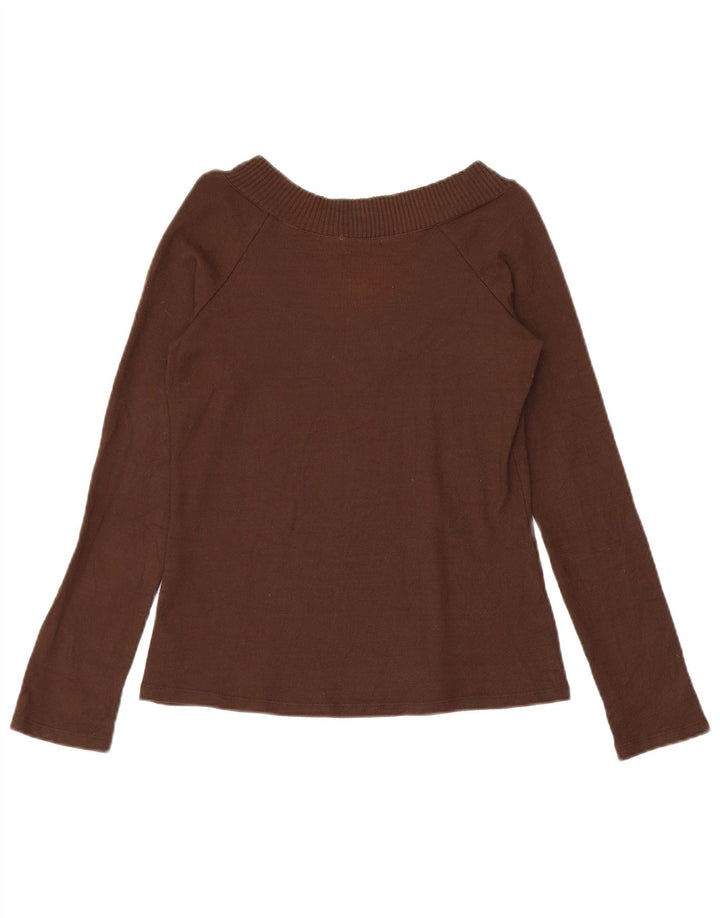 Zara Womens Top Long Sleeve UK 14 Large Brown Viscose