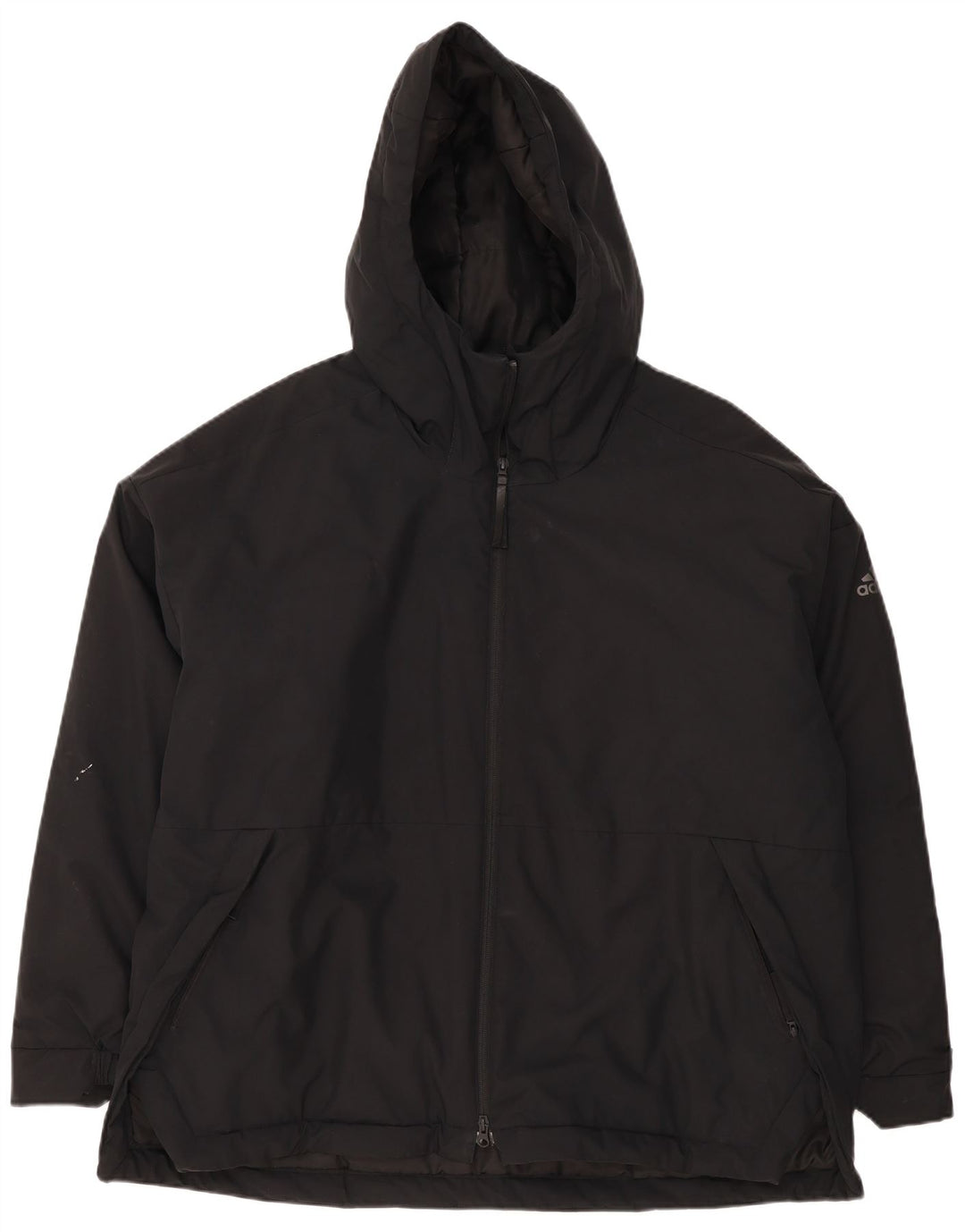 Adidas Mens Hooded Padded Jacket UK 42 XL Black Polyester