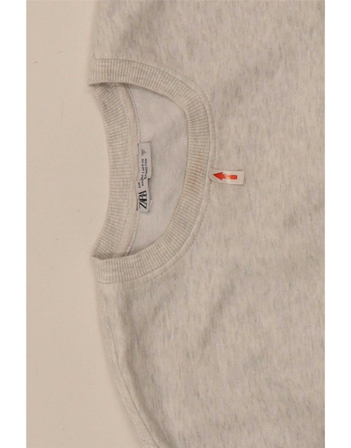 Zara Womens Oversized Crop Sweatshirt Jumper UK 10 Small Grey Flecked