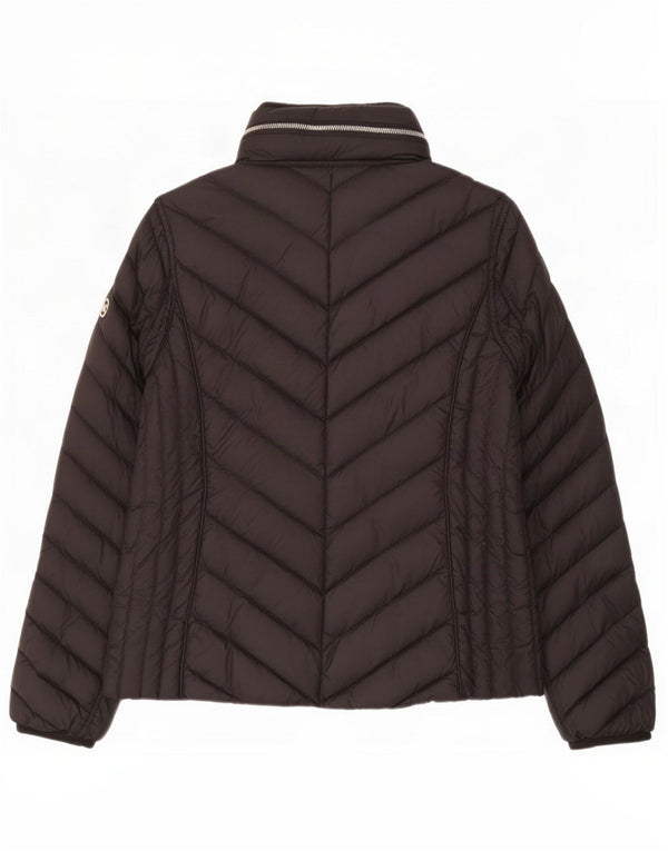 Michael Kors Womens Hooded Padded Jacket UK 14 Medium Black Nylon