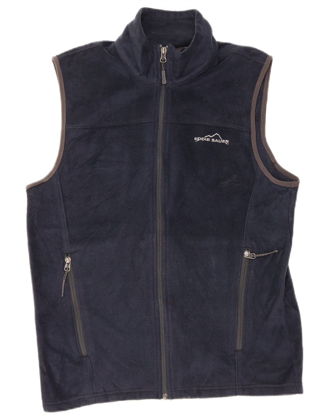 EDDIE BAUER Mens Fleece Gilet UK 36 Small Navy Blue Polyester