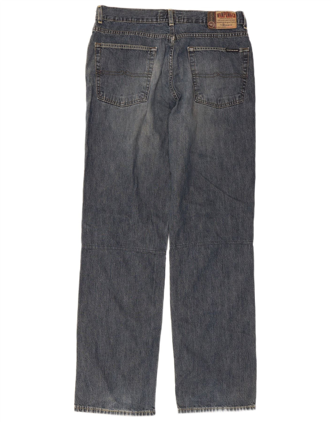 Wampum Mens Straight Jeans W34 L33 Blue Cotton