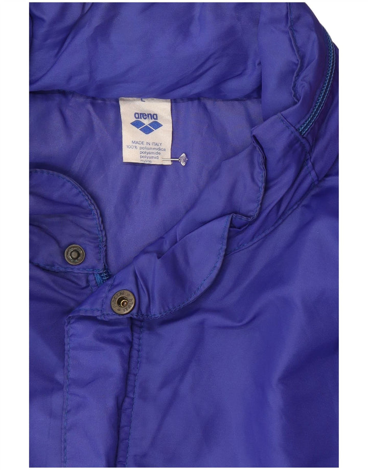 ARENA Mens Graphic Hooded Rain Jacket Large Blue Polyamide