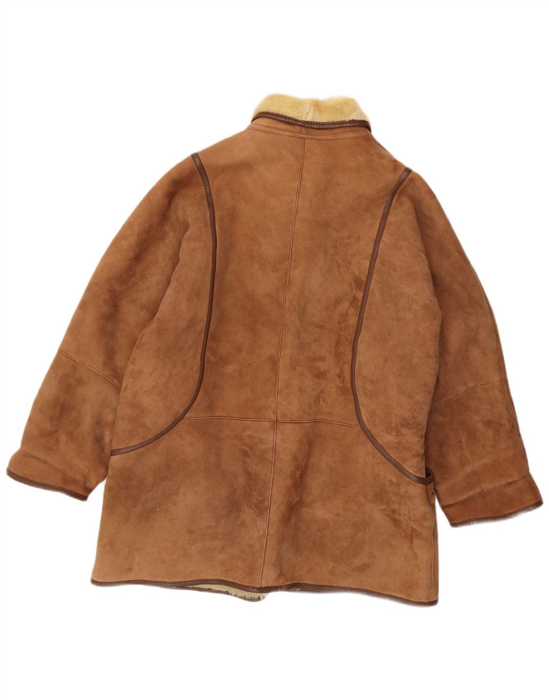 Vintage Womens Oversized Shearling Coat IT 48 XL Brown Shearling