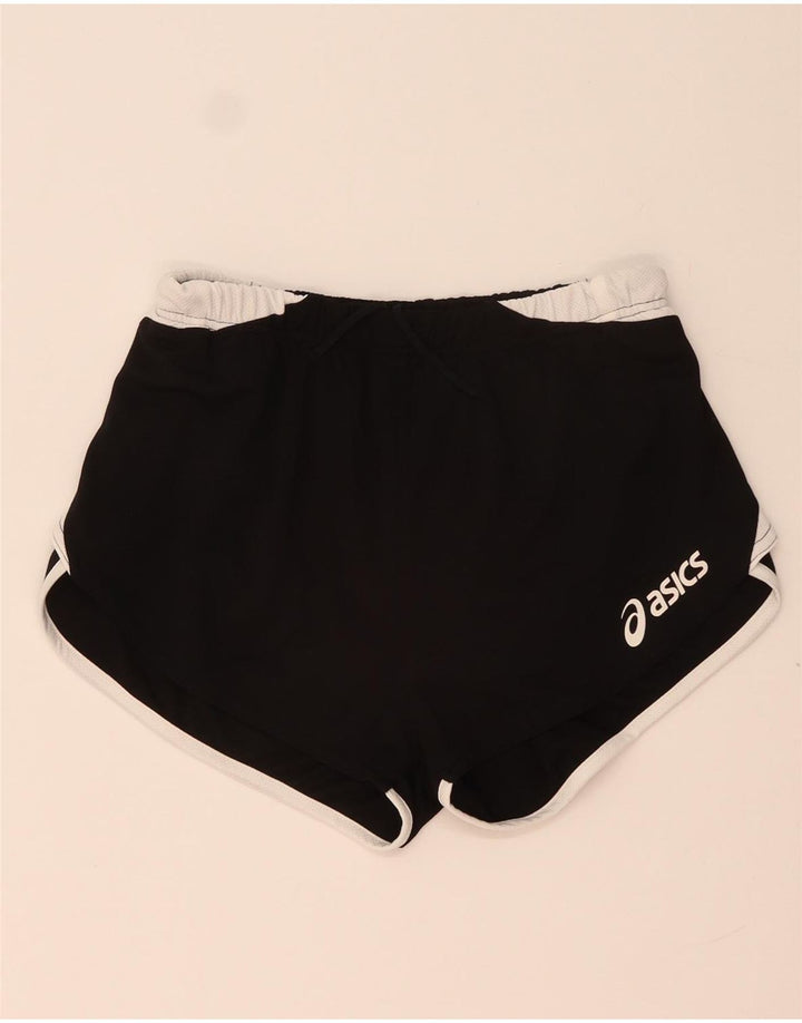 Asics Womens Graphic Sport Shorts UK 12 Medium  Black Colourblock Polyester