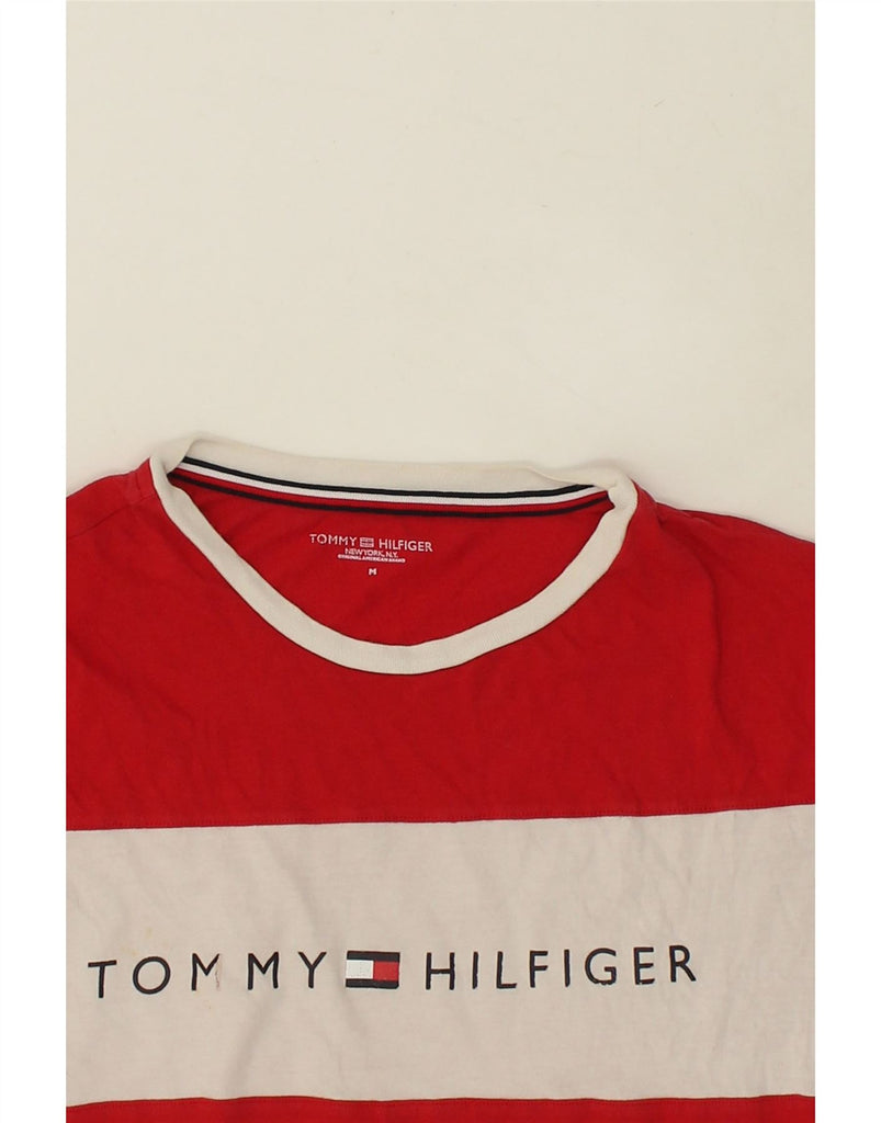 TOMMY HILFIGER Mens Graphic T-Shirt Top Medium Red Colourblock Cotton | Vintage Tommy Hilfiger | Thrift | Second-Hand Tommy Hilfiger | Used Clothing | Messina Hembry 