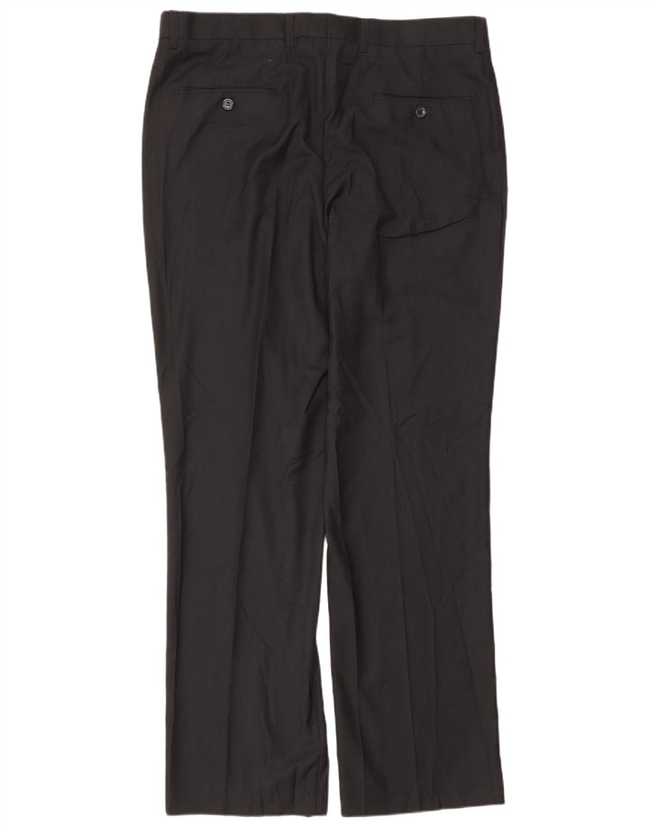 Pierre Cardin Mens Straight Suit Trousers W36 L32 Black Polyester