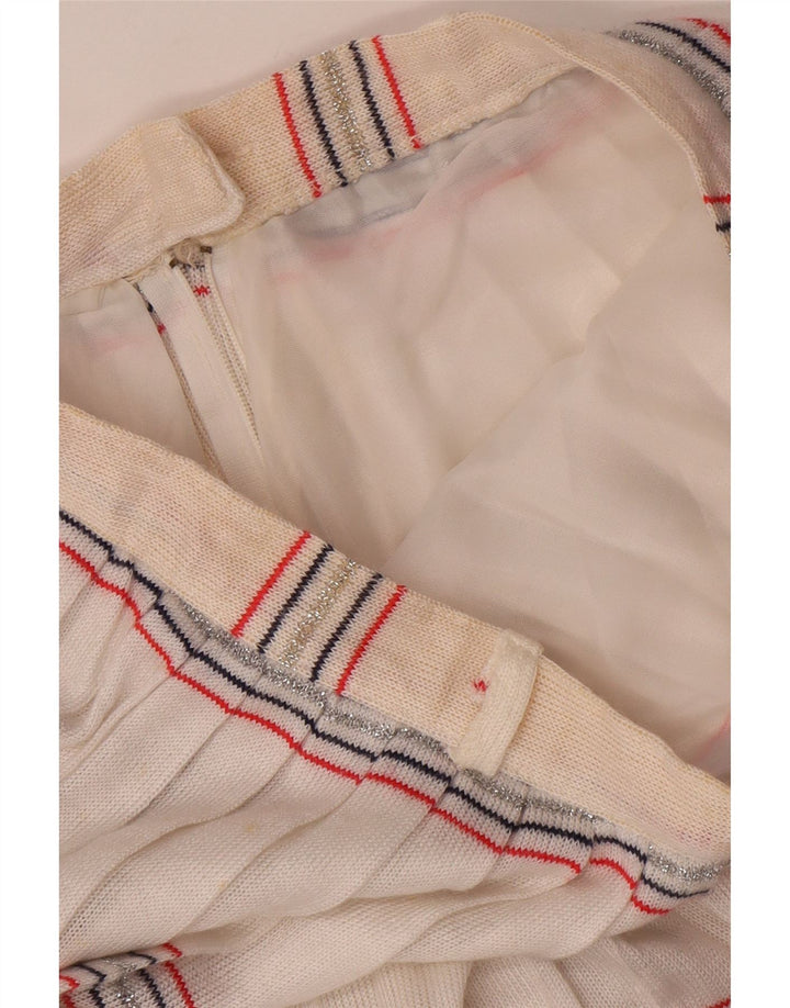 Vintage Womens Pleated A-Line Skirt W26 Small White Striped
