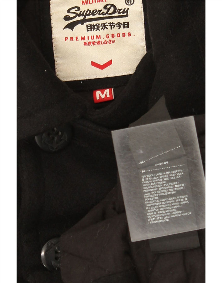 Superdry Mens Pea Coat UK 38 Medium Black Wool
