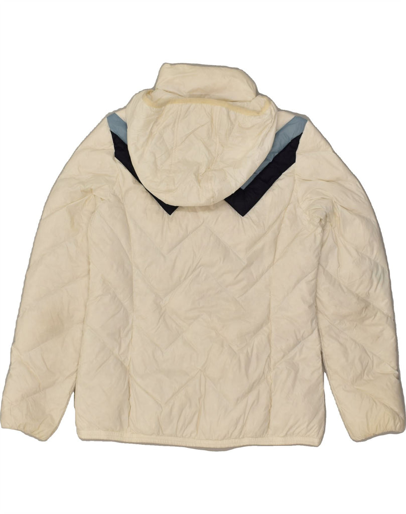 MICHAEL KORS Womens Hooded Padded Jacket UK 14 Medium White Colourblock Vintage Michael Kors and Second-Hand Michael Kors from Messina Hembry 