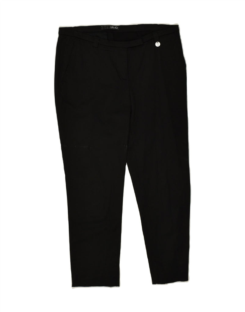 LIU JO Womens Crop Slim Chino Trousers IT 40 Small W30 L23  Black Cotton | Vintage Liu Jo | Thrift | Second-Hand Liu Jo | Used Clothing | Messina Hembry 