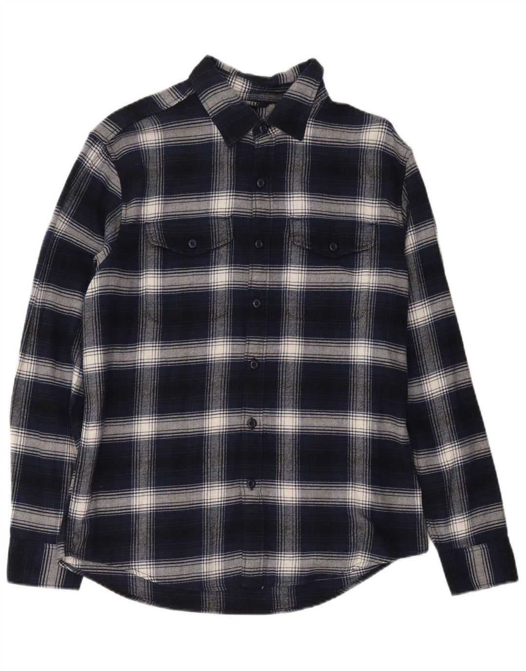 American Eagle Mens Flannel Shirt Medium Navy Blue Check Cotton