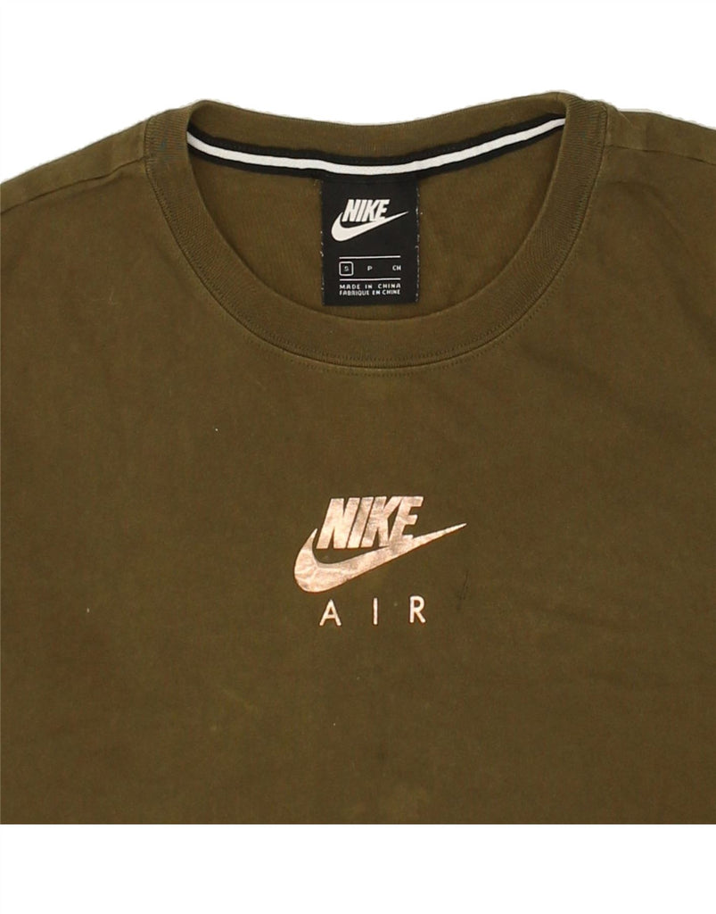 NIKE Womens Oversized Crop Graphic T-Shirt Top UK 10 Small Khaki Cotton | Vintage Nike | Thrift | Second-Hand Nike | Used Clothing | Messina Hembry 