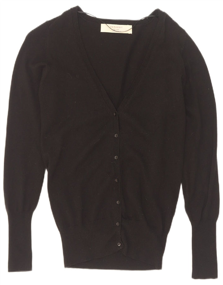Zara Womens Cardigan Sweater UK 12 Medium Black