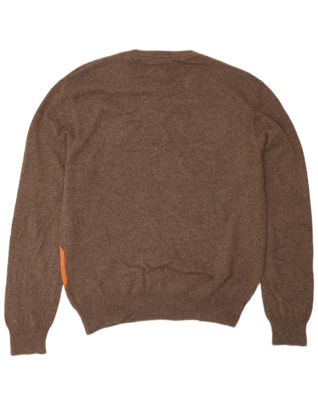 VINTAGE Mens Crew Neck Jumper Sweater IT 48 Small Brown Argyle/Diamond