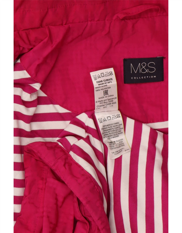 Marks & Spencer Womens Hooded Rain Jacket UK 18 XL Pink Polyester