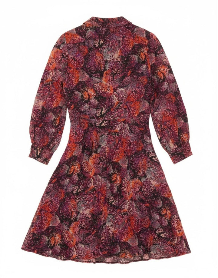 Vintage Womens Abstract Pattern Shirt Dress EU 40 Medium Burgundy