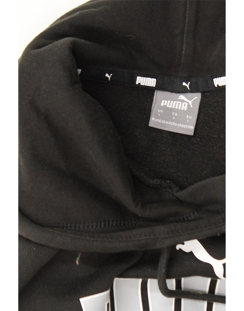 PUMA Womens Graphic Hoodie Jumper UK 16 Large Black Cotton Vintage Puma and Second-Hand Puma from Messina Hembry 