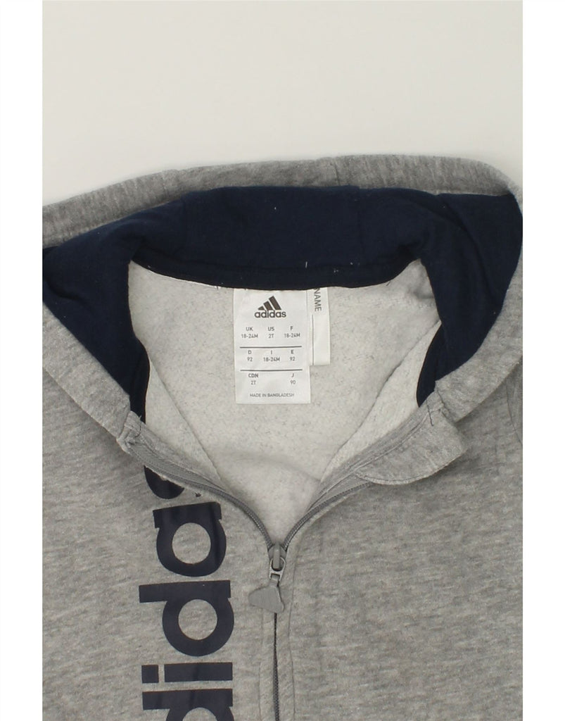 ADIDAS Baby Boys Graphic Zip Hoodie Sweater 18-24 Months Grey | Vintage Adidas | Thrift | Second-Hand Adidas | Used Clothing | Messina Hembry 