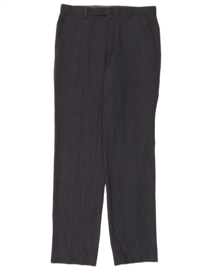Marks & Spencer Mens Straight Suit Trousers W30 L33 Navy Blue Polyester