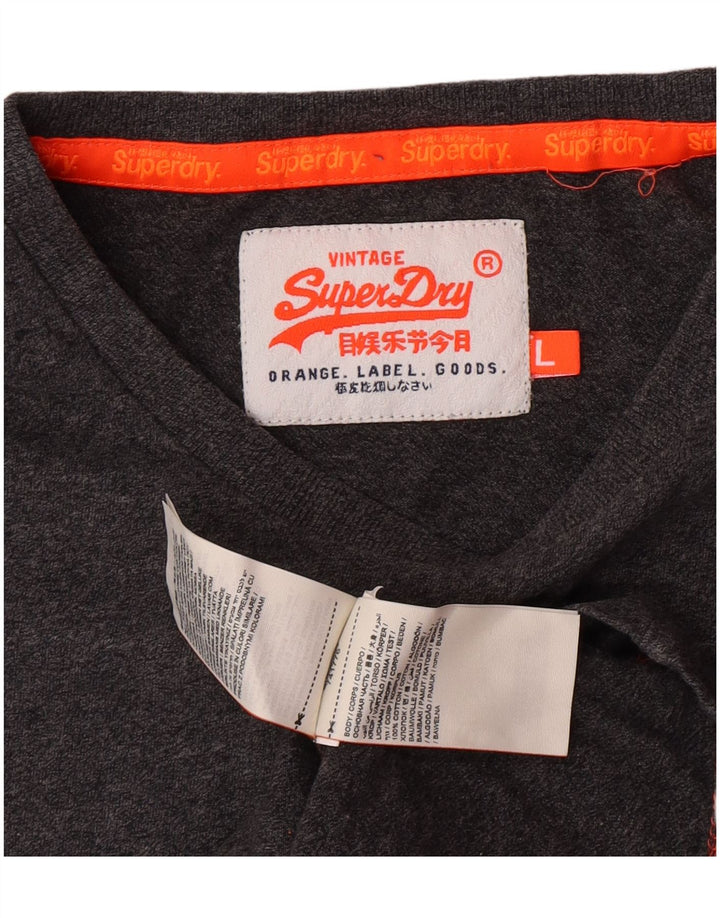 Superdry Mens T-Shirt Top Large Grey Flecked Cotton