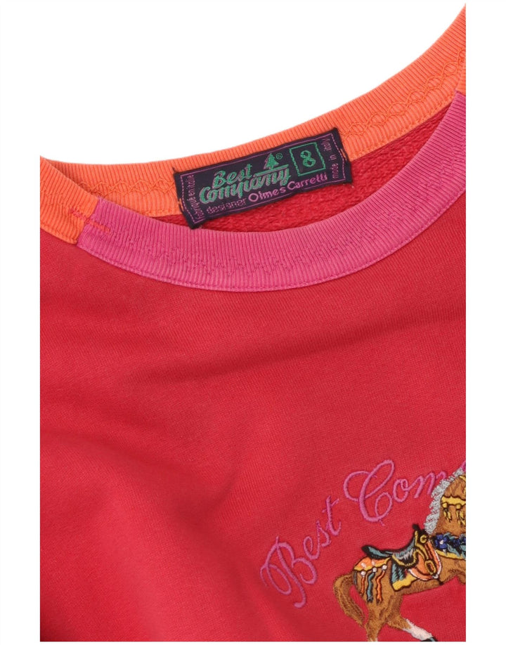 BEST COMPANY Womens Oversized Graphic Sweatshirt Jumper UK 8 Small  Red