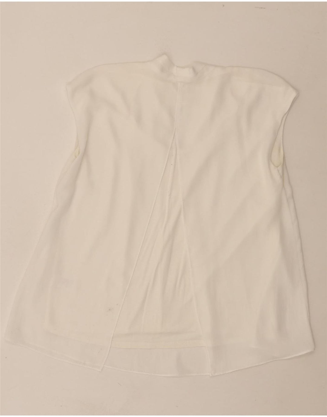 JOHN LEWIS Womens Sleeveless Blouse Top UK 12 Medium  White Polyester Vintage John Lewis and Second-Hand John Lewis from Messina Hembry 