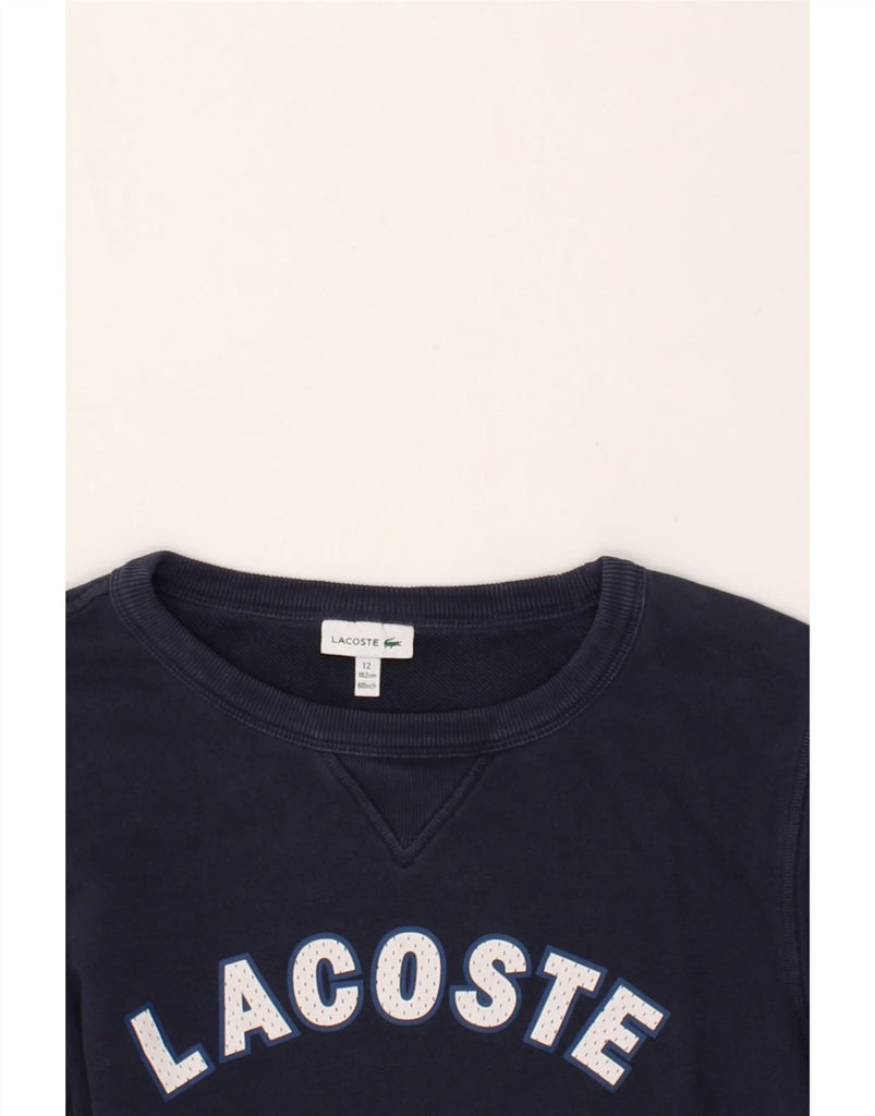 LACOSTE Girls Graphic Sweatshirt Jumper 11-12 Years Navy Blue Cotton | Vintage Lacoste | Thrift | Second-Hand Lacoste | Used Clothing | Messina Hembry 