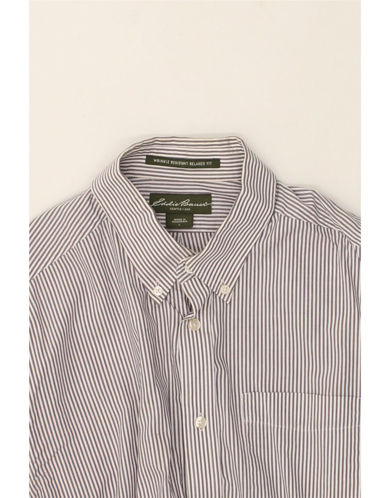 EDDIE BAUER Mens Wrinkle Resistant Relaxed Fit Shirt Large Grey Pinstripe | Vintage Eddie Bauer | Thrift | Second-Hand Eddie Bauer | Used Clothing | Messina Hembry 