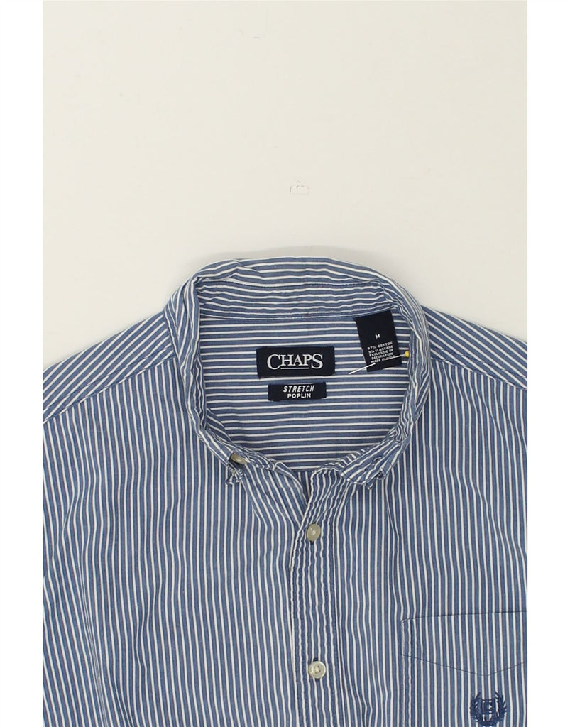 CHAPS Mens Stretch Shirt Medium Navy Blue Pinstripe Cotton | Vintage Chaps | Thrift | Second-Hand Chaps | Used Clothing | Messina Hembry 