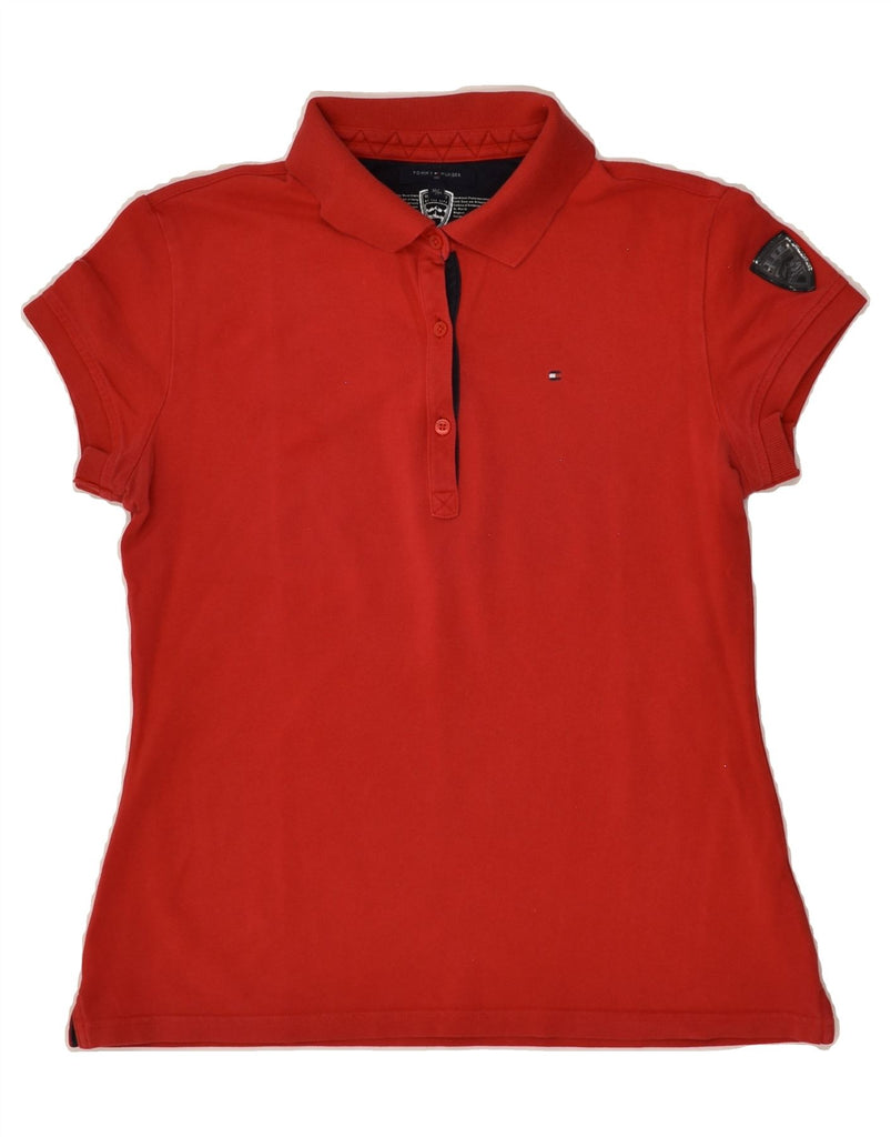 TOMMY HILFIGER Womens Polo Shirt UK 14 Medium Red Cotton | Vintage Tommy Hilfiger | Thrift | Second-Hand Tommy Hilfiger | Used Clothing | Messina Hembry 