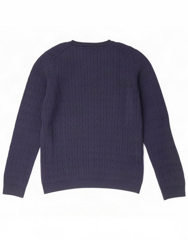Crew Clothing Womens V-Neck Jumper Sweater UK 12 Medium Navy Blue Cotton