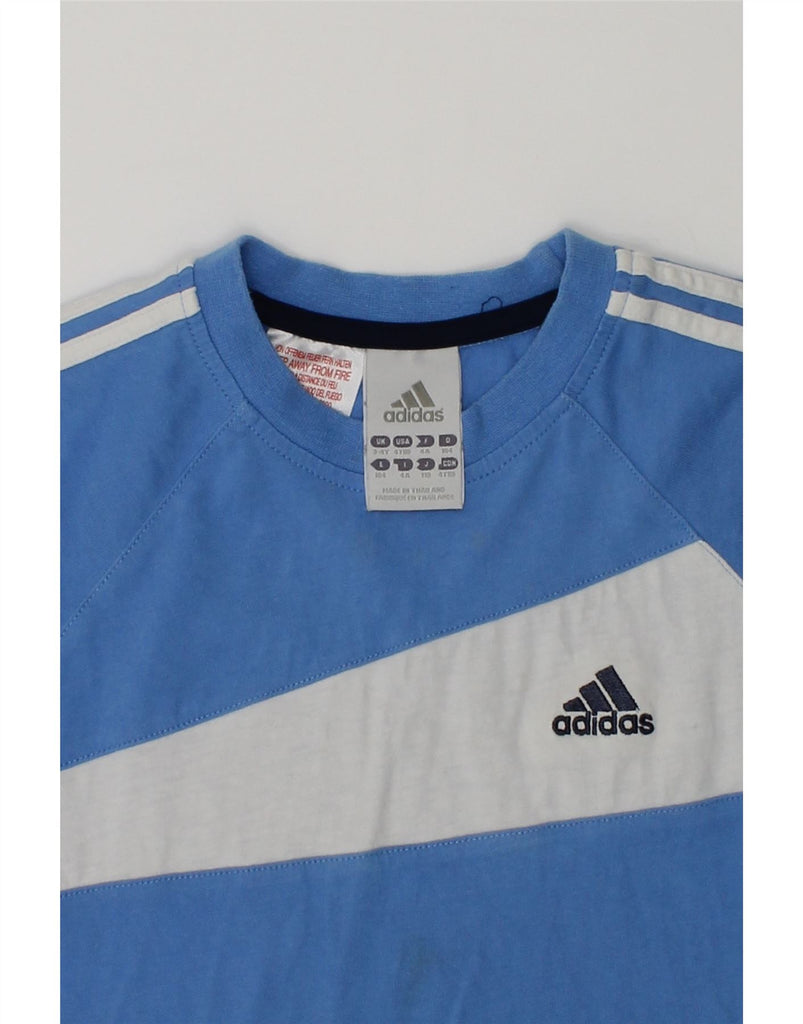 ADIDAS Boys T-Shirt Top 3-4 Years Blue Colourblock Cotton | Vintage Adidas | Thrift | Second-Hand Adidas | Used Clothing | Messina Hembry 