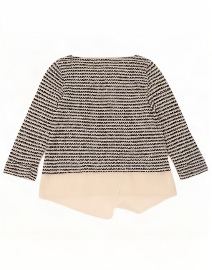 Oasis Womens Top 3/4 Sleeve UK 12 Medium Black Striped Polyester