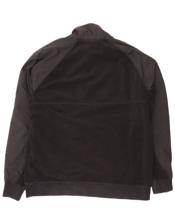 Nike Mens Zip Neck Fleece Jumper Large Black Colourblock Polyester